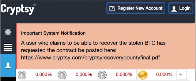 Cryptsy e il recupero dei bitcoin rubati